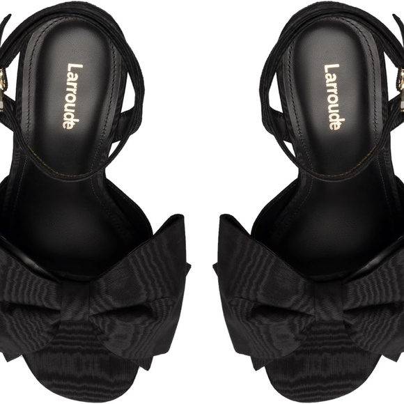 Larroudé “Elle” Black Platform Bow Heels - Picture 3 of 14